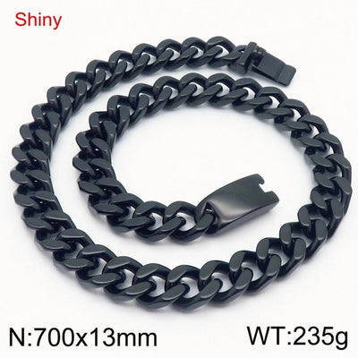 Fashion Minimalist Atmospheric Stainless Steel Cuban Link Chain Bracelet Necklace