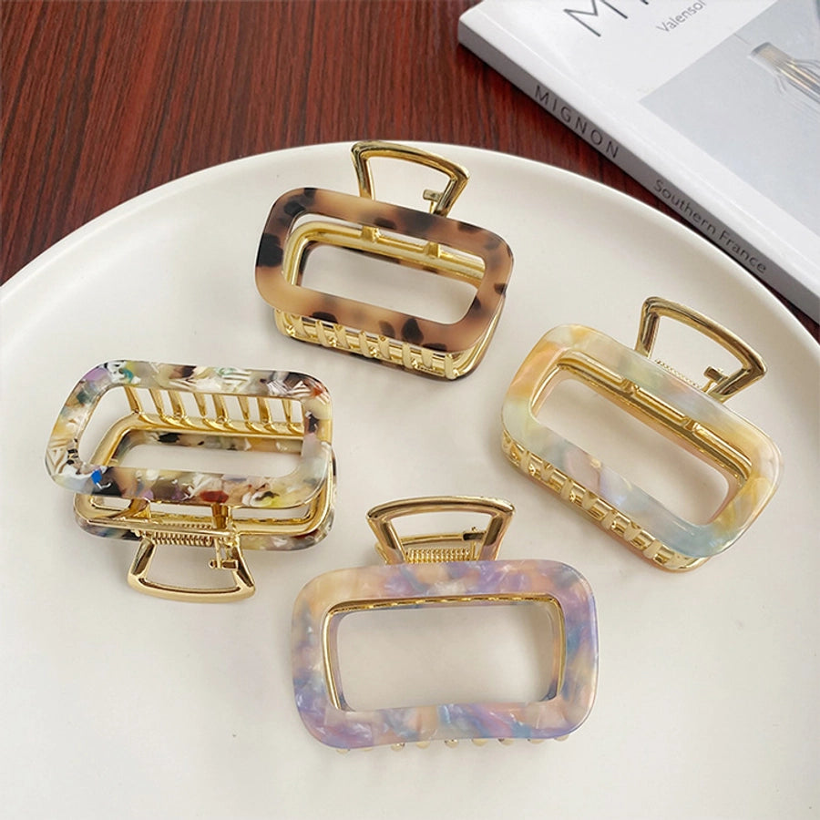 women's simple style solid color alloy plating hair claws