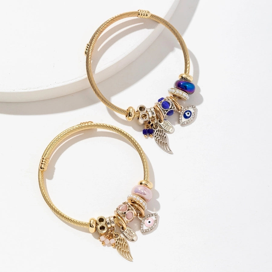 Retro Lady Eye 304 Stainless Steel Alloy Artificial Crystal Bangle In Bulk