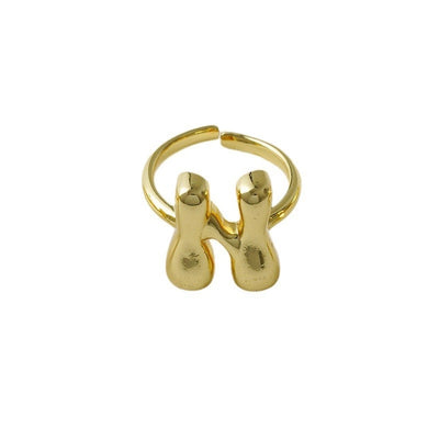 Copper Brass 18K Gold Plated Letter Open Rings