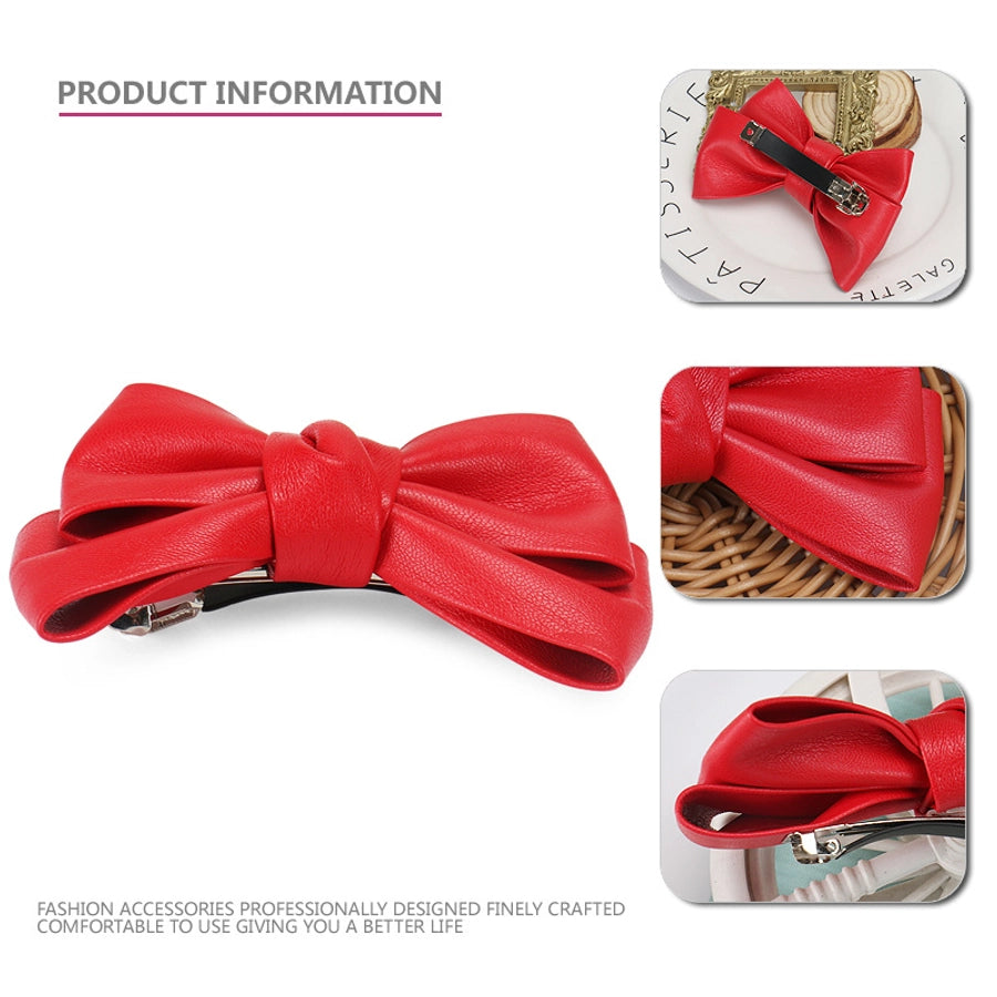 Women's Simple Style Classic Style Bow Knot Pu Leather Hair Clip