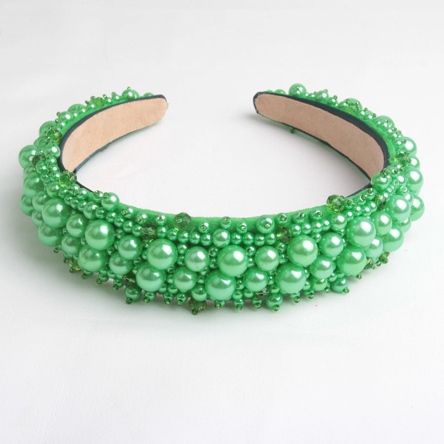 Women's Lady Geometric Artificial Pearl Cloth Rhinestone Hair Band