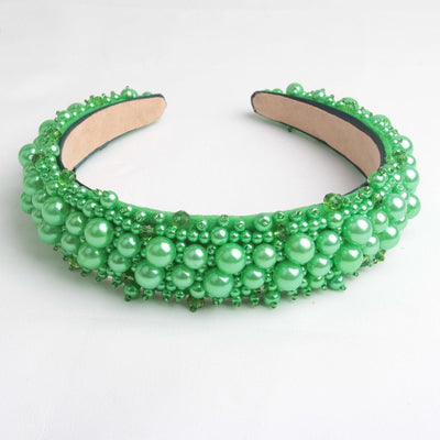 Women's Lady Geometric Artificial Pearl Cloth Rhinestone Hair Band