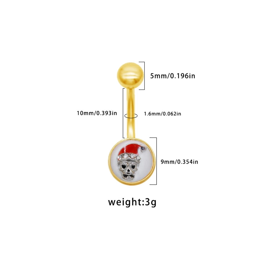 1 Piece Belly Rings Punk Simple Style Artistic Maple Leaf Rose 316 Stainless Steel  Alloy Epoxy Acrylic Rhinestones 18K Gold Plated