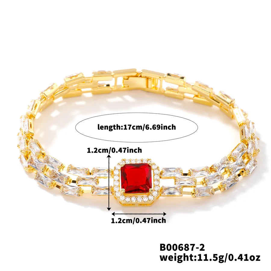 Copper K Gold Plated Inlay Water Droplets Zircon Bracelets