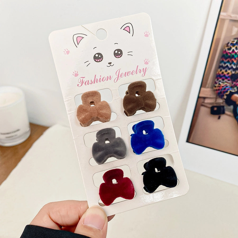 simple style solid color flocking hair claws