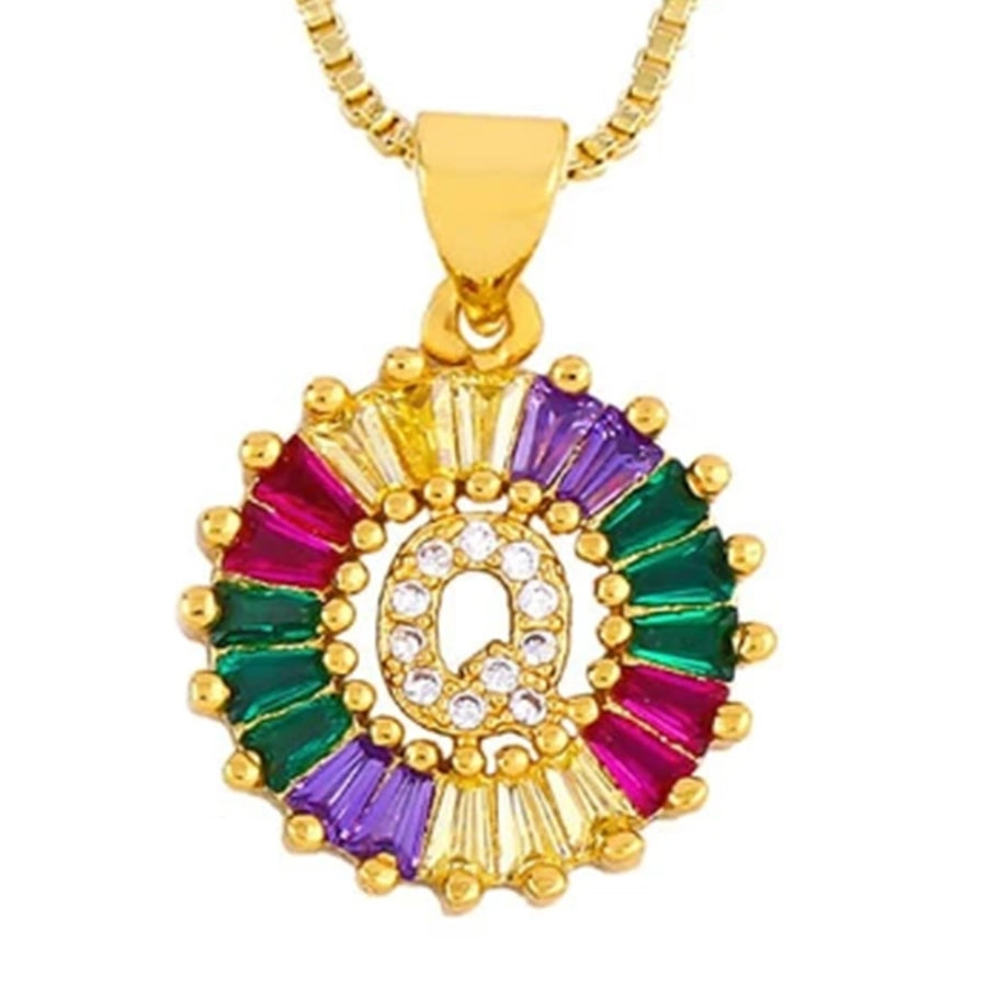 Copper 18K Gold Plated Plating Inlay Letter Zircon Pendant Necklace