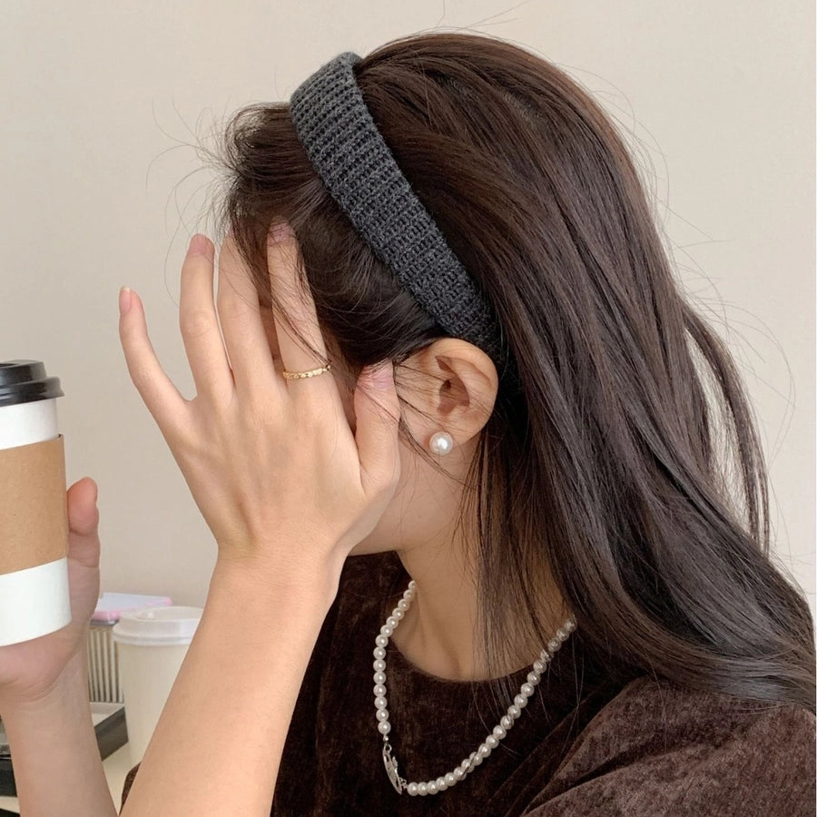 New High-Grade Retro Hand-Woven Wool Headband Hair Band College Style Girl Wide Version Headband Hair Accessories Headband