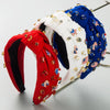 Women's Casual Vintage Style Pentagram National Flag Alloy Cloth Inlay Rhinestones Hair Band