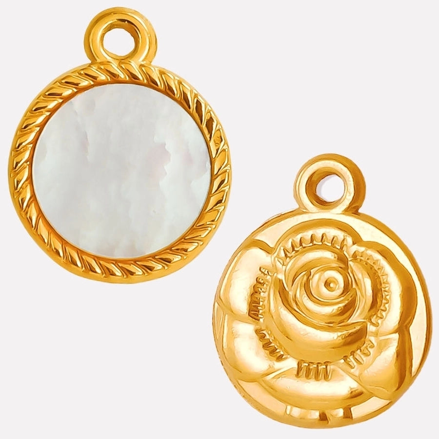 Jewelry Vintage Style Classic Style Round 304 Stainless Steel Shell Abalone Shell 18K Gold Plated Irregular Plating Charms Pendant Necklace