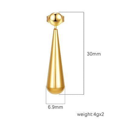 1 Pair Simple Style Water Droplets Titanium Steel 18K Gold Plated Drop Earrings