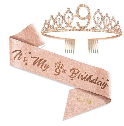 Girl'S Cartoon Style Letter Crown Metal Stoving Varnish Crystal Crown