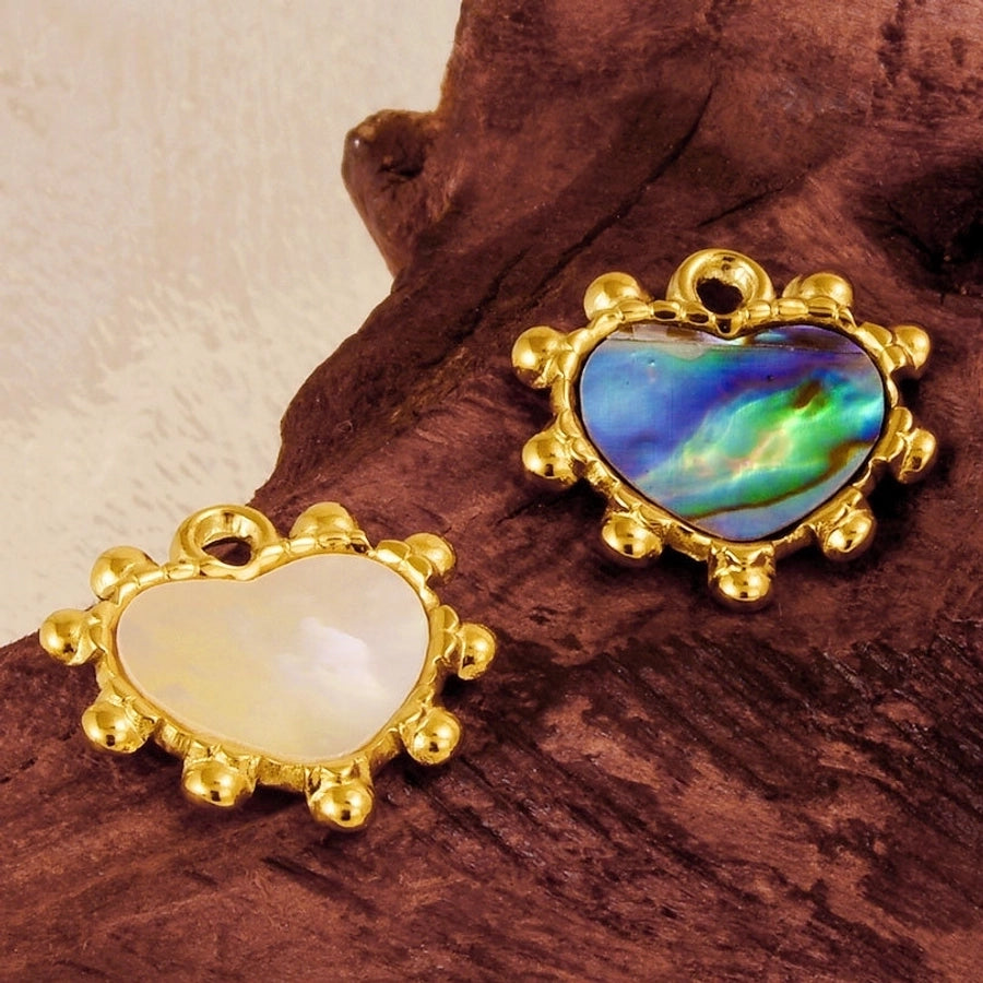 Jewelry Vintage Style Classic Style Heart Shape 304 Stainless Steel Shell Abalone Shell 18K Gold Plated Pendant Necklace