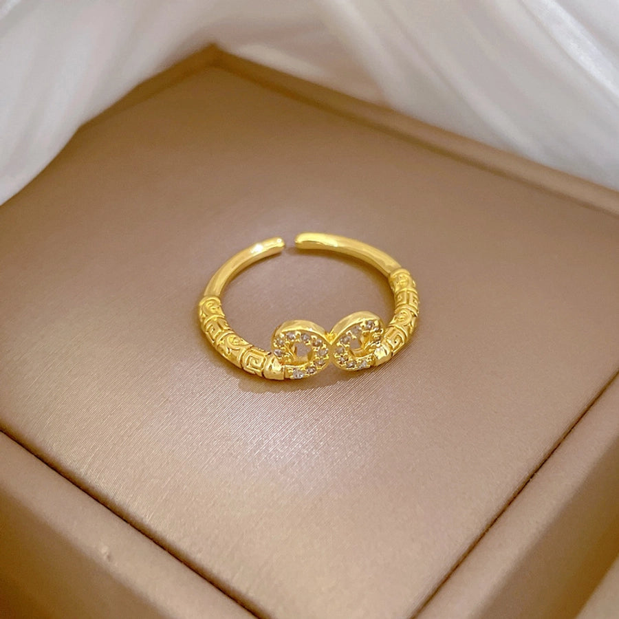 Titanium Steel Brass Gold Plated Inlay Geometric Zircon Brass Rings