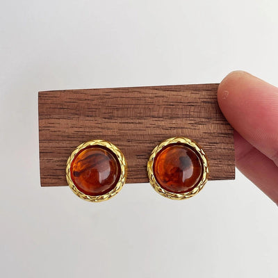 1 Pair Streetwear Geometric Inlay Alloy Resin 18K Gold Plated Ear Studs