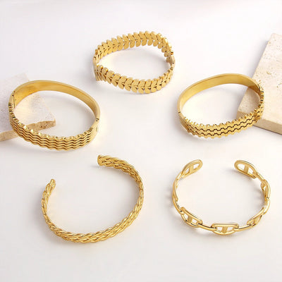 Simple Style Commute Geometric Grain 18K Gold Plated Gold Plated 304 Stainless Steel  Bangle