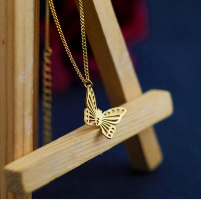 Jewelry Classic Style Commute Butterfly 304 Stainless Steel 18K Gold Plated Hollow Out Jewelry Set
