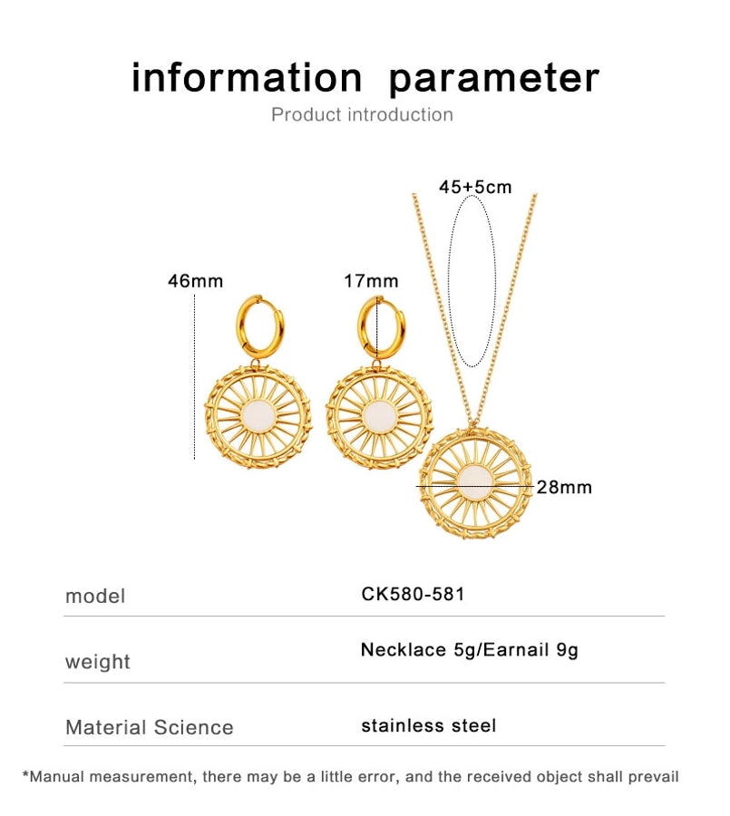 Jewelry Simple Style Classic Style Commute Round 304 Stainless Steel 316 Stainless Steel  18K Gold Plated Jewelry Set