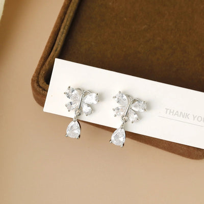 1 Pair Sweet Commute Shiny Water Droplets Inlay Copper Zircon 18K Gold Plated White Gold Plated Ear Studs