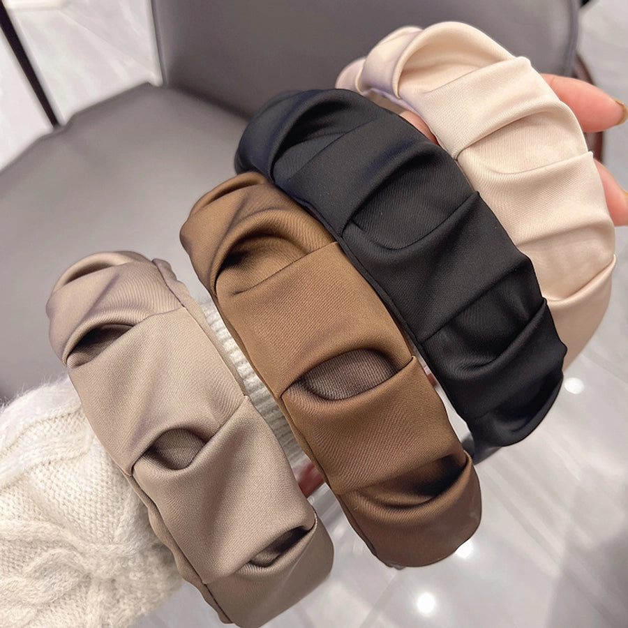Women's Simple Style Solid Color Cloth Pleated Hair Band