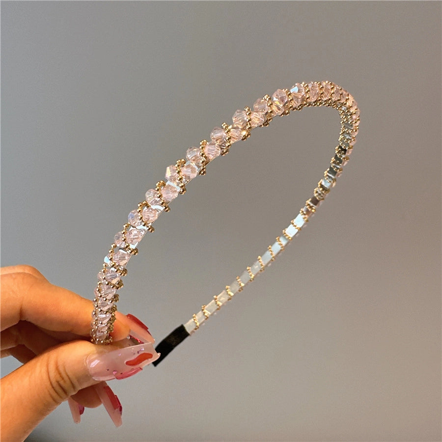 Women's Simple Style Solid Color Artificial Crystal Diamond Hair Band