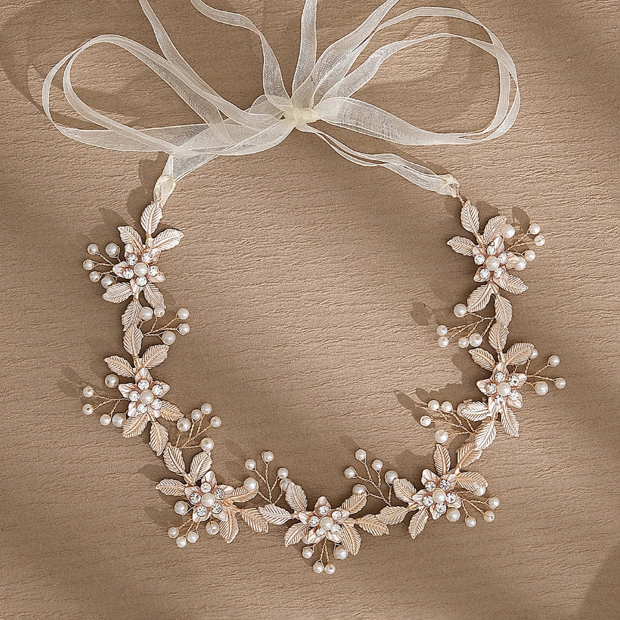 retro flower alloy hair band
