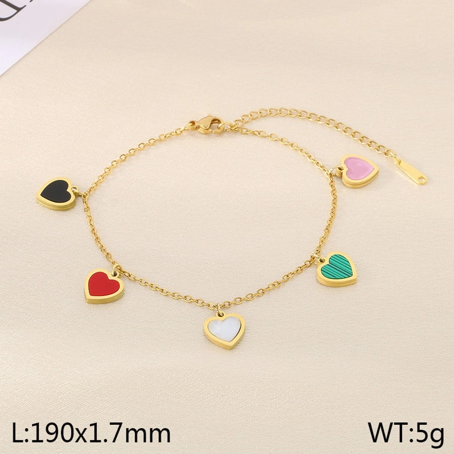 Simple Style Heart Shape 304 Stainless Steel 18K Gold Plated Bracelets In Bulk