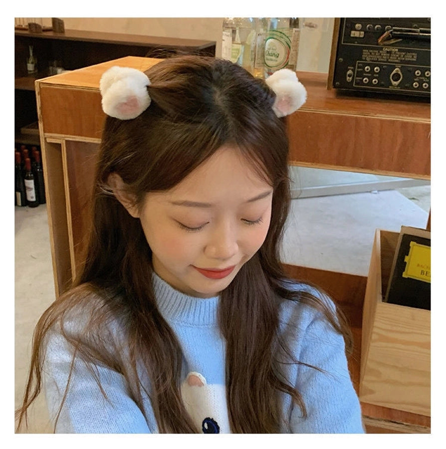 Salt Sweet Plush Ear Clip Three-dimensional Cartoon Clip Super Cute Girl's Heart Bangs Clip Pair Clip Japanese and Korean Hair Accessories