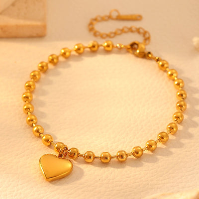 Stainless Steel Shell Peach Heart Bracelet Ornament Trendy Heart Titanium Steel No Fading Necklace Three Heart Bracelet Jewelry