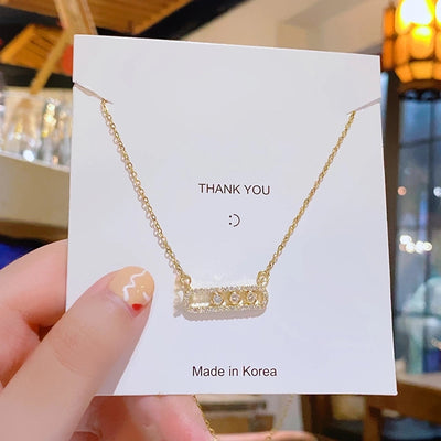 304 Stainless Steel Copper 18K Gold Plated K Gold Plated Inlay Geometric Zircon Pendant Necklace