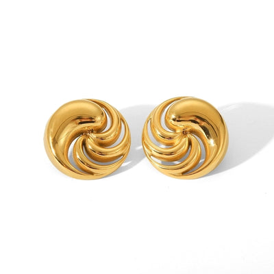 1 Pair IG Style Classic Style Thread 304 Stainless Steel Titanium Steel 18K Gold Plated Ear Studs