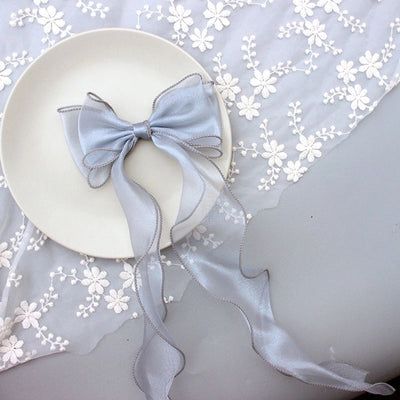 cartoon style bow knot organza rhinestone hair clip