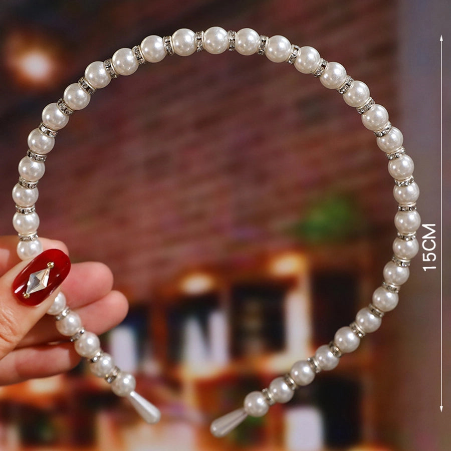 women's fashion waves alloy inlay artificial pearls headwear