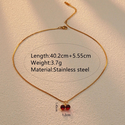 Jewelry Sweet Simple Style Cherry 304 Stainless Steel 18K Gold Plated Plating Pendant Necklace