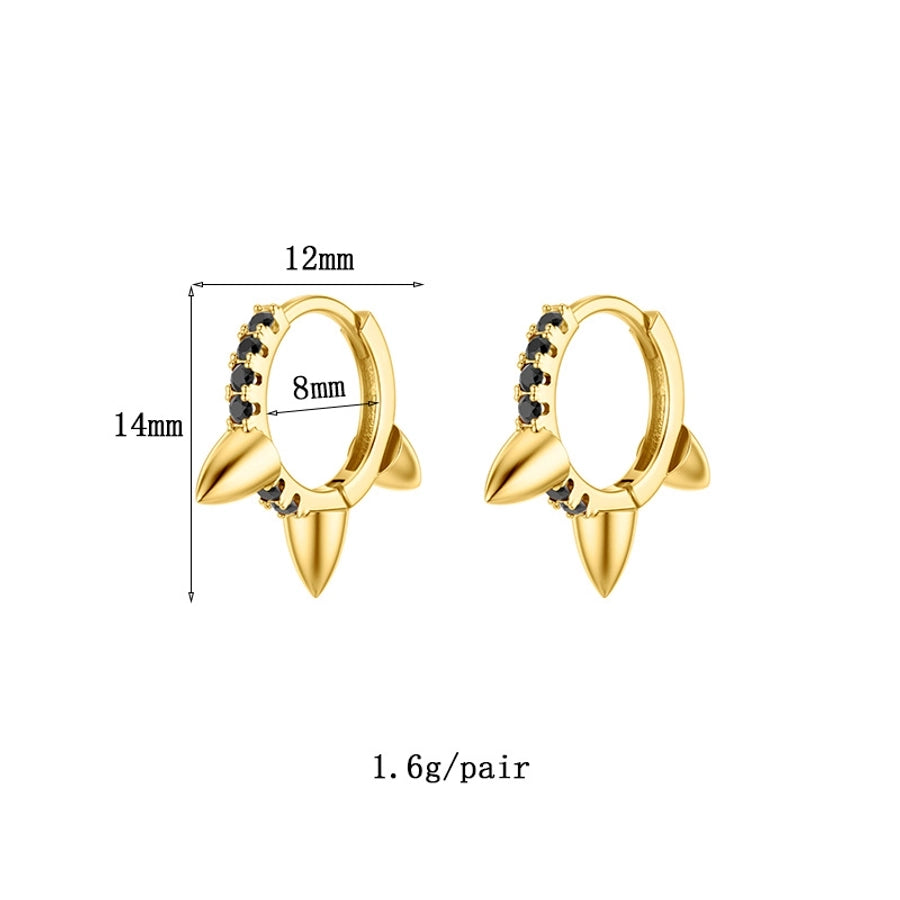 1 Pair IG Style Geometric Inlay Copper Zircon Gold Plated Earrings