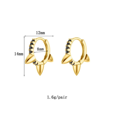 1 Pair IG Style Geometric Inlay Copper Zircon Gold Plated Earrings