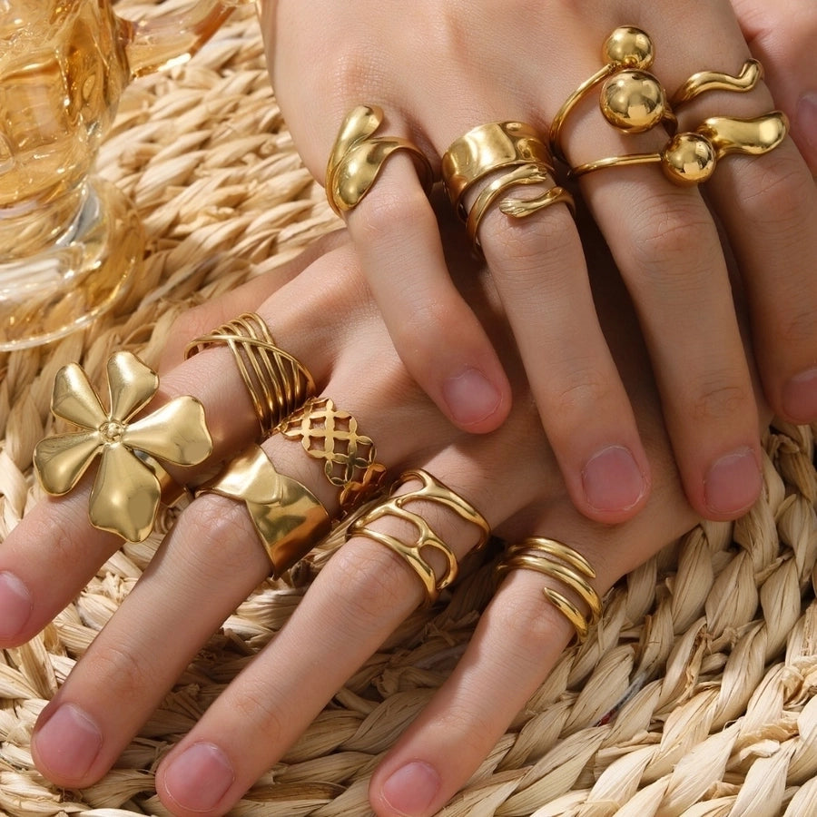 Jewelry Retro Floral 304 Stainless Steel Plating Open Rings