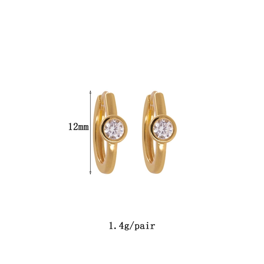 1 Pair IG Style Retro Heart Shape Inlay Copper Zircon 24K Gold Plated Huggie Earrings Drop Earrings