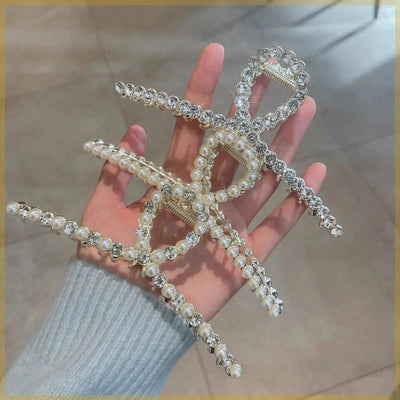 Women's Simple Style Solid Color Metal Plating Inlay Rhinestones Pearl Hair Claws