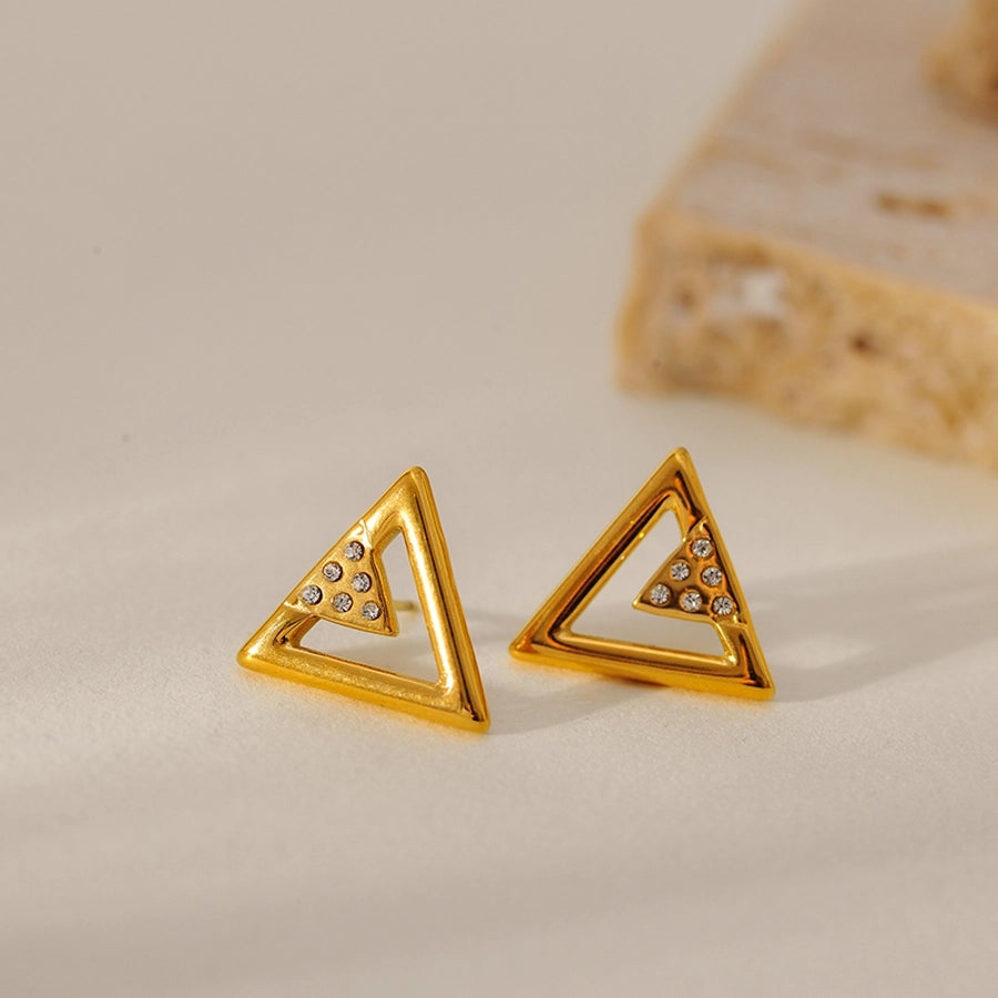 1 Pair Elegant Simple Style Geometric 304 Stainless Steel Zircon Ear Studs