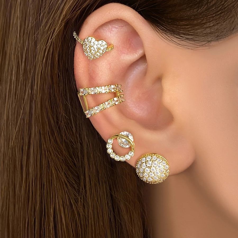 1 Pair Retro Geometric Plating Inlay Copper Zircon Zircon Ear Studs