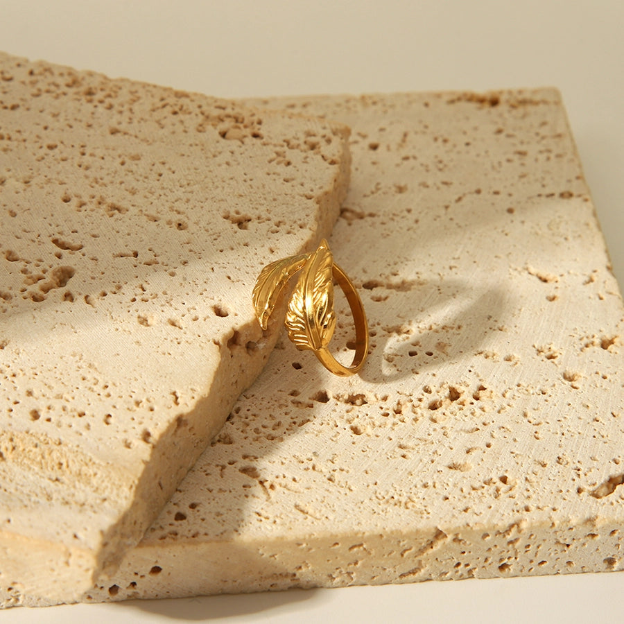 Jewelry IG Style Casual Simple Style Leaves 304 Stainless Steel 18K Gold Plated Polishing Open Rings