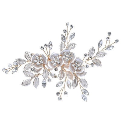 korean style inlaid rhinestone pearl insert comb alloy bridal hairpin