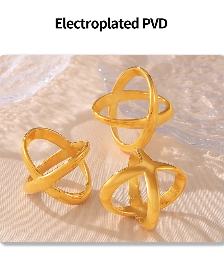 Jewelry Simple Style Classic Style Solid Color Titanium Steel 18K Gold Plated Plating Rings