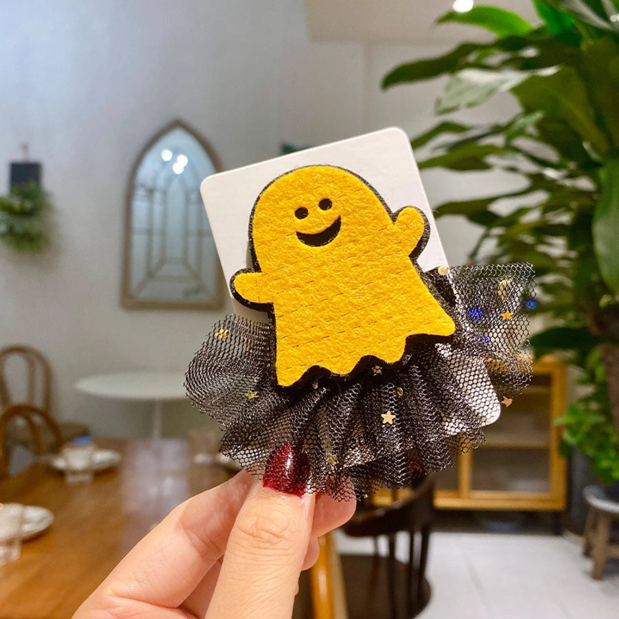 Halloween Hip-Hop Funny Women's Pumpkin Skull Alloy Gauze Hair Clip