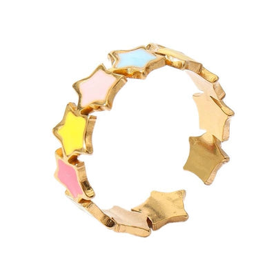 Jewelry IG Style Star Leaves Heart Shape 304 Stainless Steel Open Rings