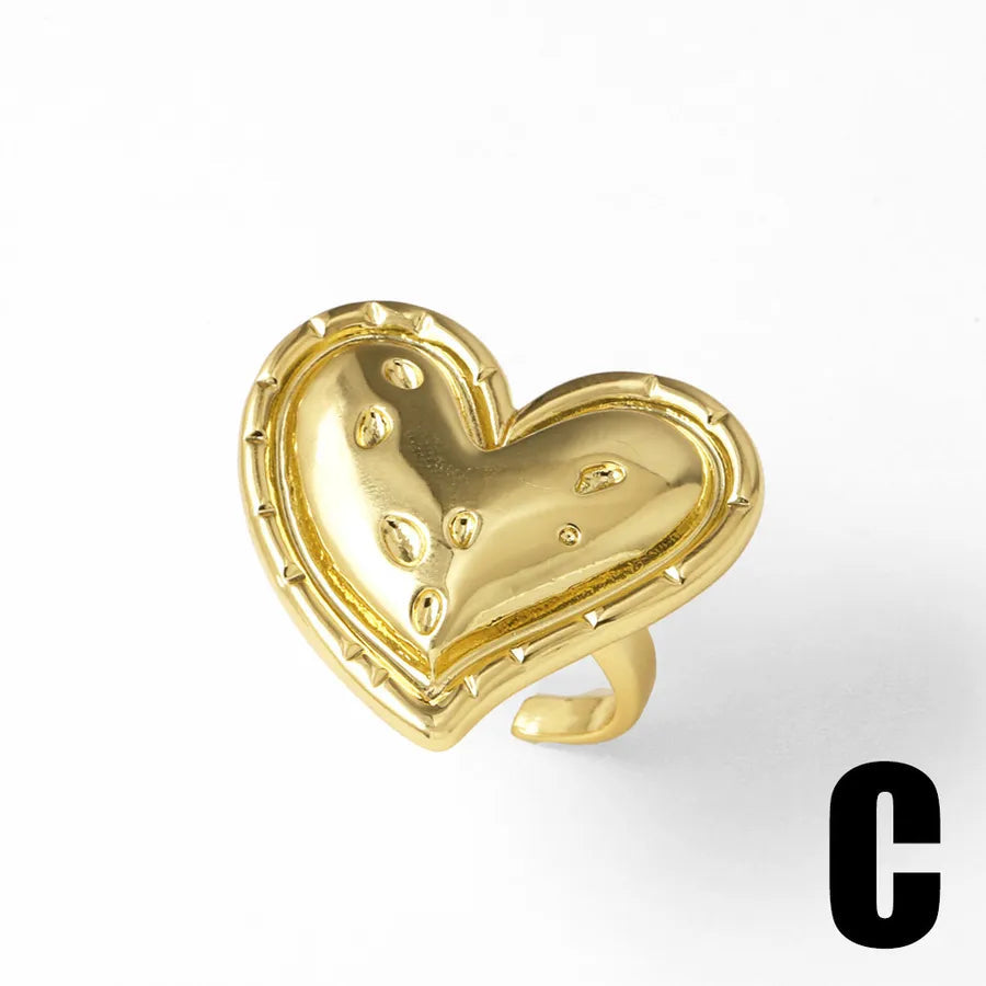 Wholesale Jewelry Retro Simple Style Sun Heart Shape Dragonfly Copper 18K Gold Plated Plating Open Rings