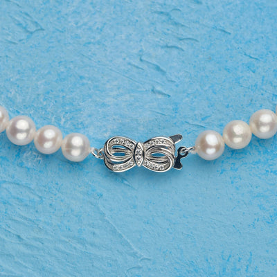 925 Sterling Silver Beaded Chain Beaded Metal Button Round Freshwater Pearl Necklace