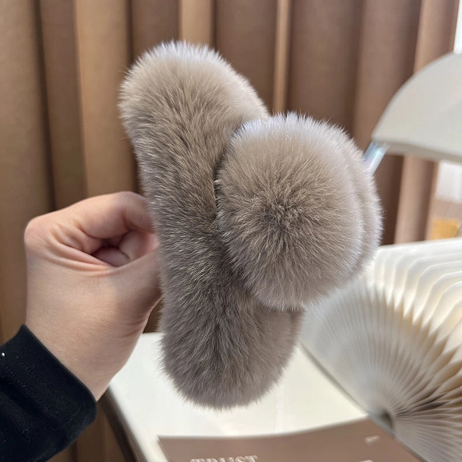 simple style geometric solid color rabbit fur hair claws 1 piece