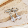 1 Pair Glam Shiny Water Droplets Inlay Copper Glass Rhodium Plated Drop Earrings